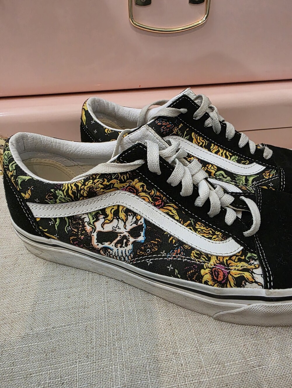 Vans Old Skool Black Canvas Low-Top Sneakers with Colorful Graphic - Picture 4 of 7